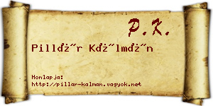 Pillár Kálmán névjegykártya